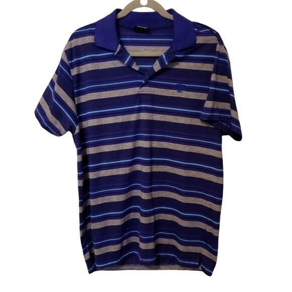Canyon Club Mens Sz XL Blue White Striped Short Sleeve Polo Shirt - Picture 1 of 8